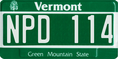 VT license plate NPD114