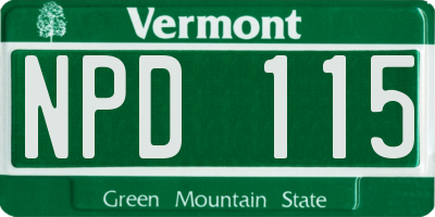 VT license plate NPD115