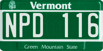VT license plate NPD116