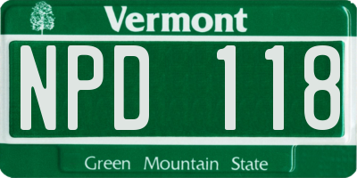VT license plate NPD118