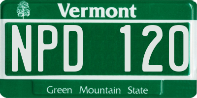 VT license plate NPD120