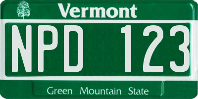 VT license plate NPD123
