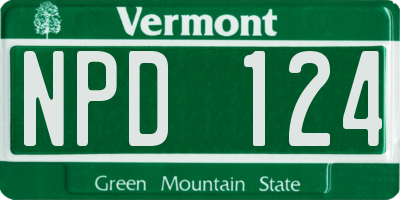 VT license plate NPD124