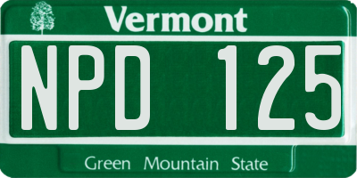 VT license plate NPD125
