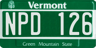 VT license plate NPD126
