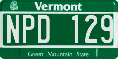 VT license plate NPD129