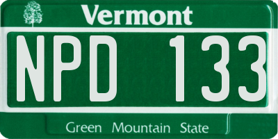 VT license plate NPD133