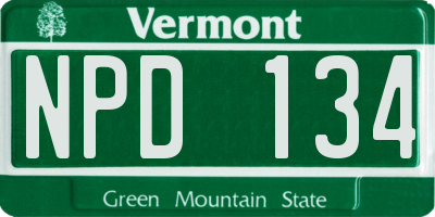 VT license plate NPD134