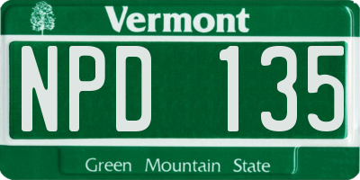 VT license plate NPD135