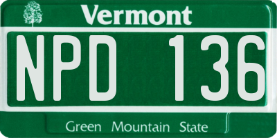 VT license plate NPD136