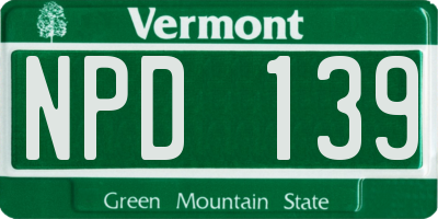 VT license plate NPD139