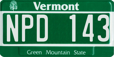 VT license plate NPD143