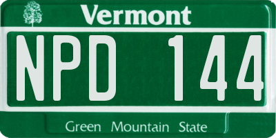VT license plate NPD144