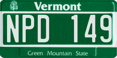 VT license plate NPD149
