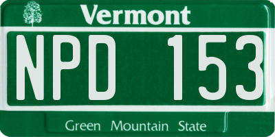 VT license plate NPD153