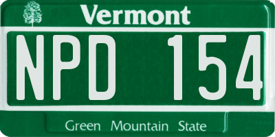VT license plate NPD154