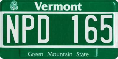 VT license plate NPD165
