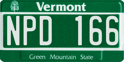VT license plate NPD166