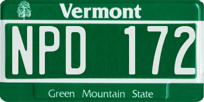 VT license plate NPD172