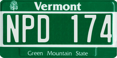 VT license plate NPD174