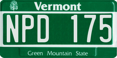 VT license plate NPD175