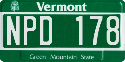 VT license plate NPD178