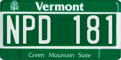 VT license plate NPD181
