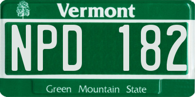 VT license plate NPD182