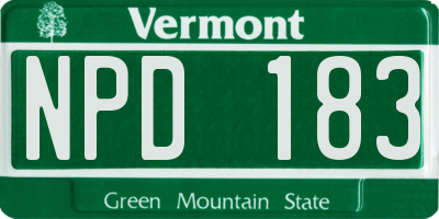 VT license plate NPD183