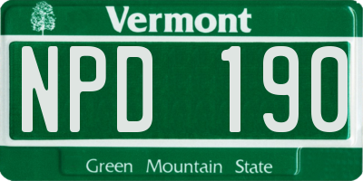 VT license plate NPD190