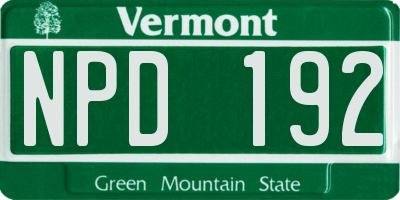VT license plate NPD192