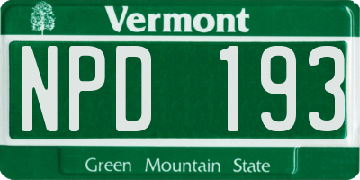 VT license plate NPD193