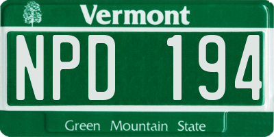 VT license plate NPD194