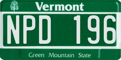 VT license plate NPD196