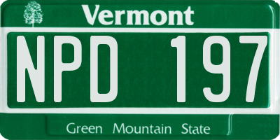 VT license plate NPD197