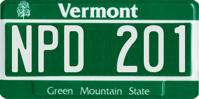 VT license plate NPD201