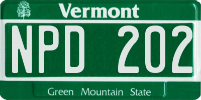 VT license plate NPD202