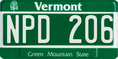 VT license plate NPD206