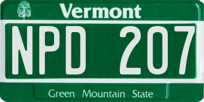 VT license plate NPD207