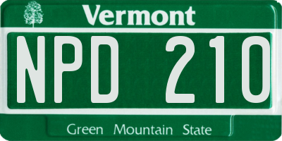 VT license plate NPD210