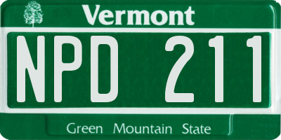 VT license plate NPD211