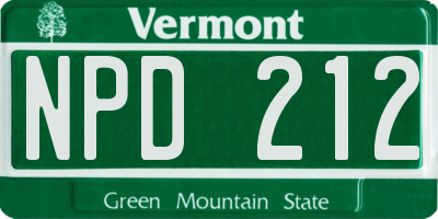 VT license plate NPD212