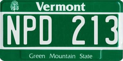 VT license plate NPD213