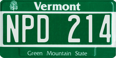 VT license plate NPD214