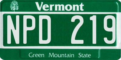 VT license plate NPD219