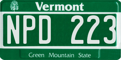 VT license plate NPD223