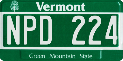 VT license plate NPD224