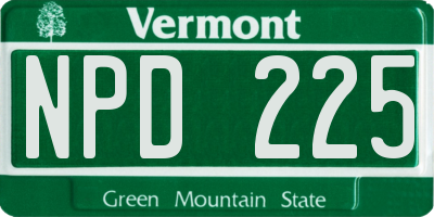 VT license plate NPD225