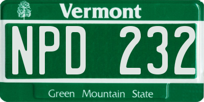 VT license plate NPD232