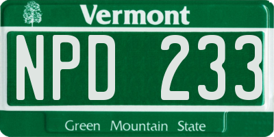 VT license plate NPD233